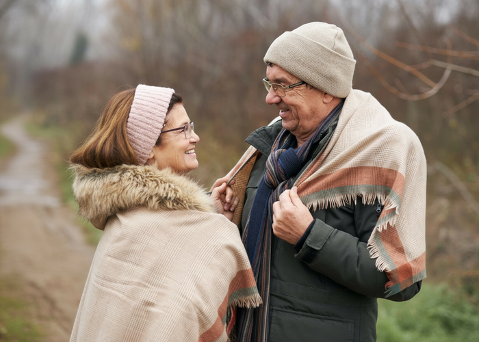 Happy senior couple enjoying time together outdoors